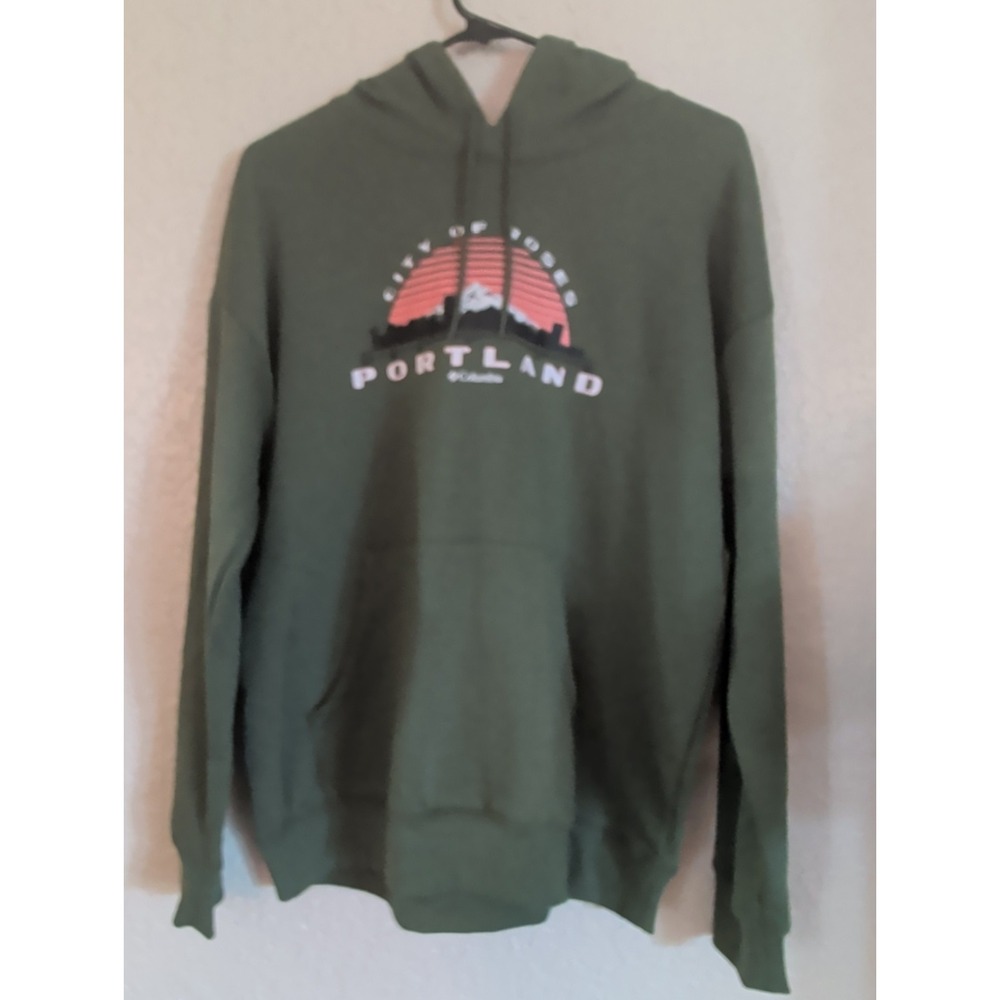 Columbia PORTLAND City of Roses Green Hoodie City Skyline Logo XL NEW